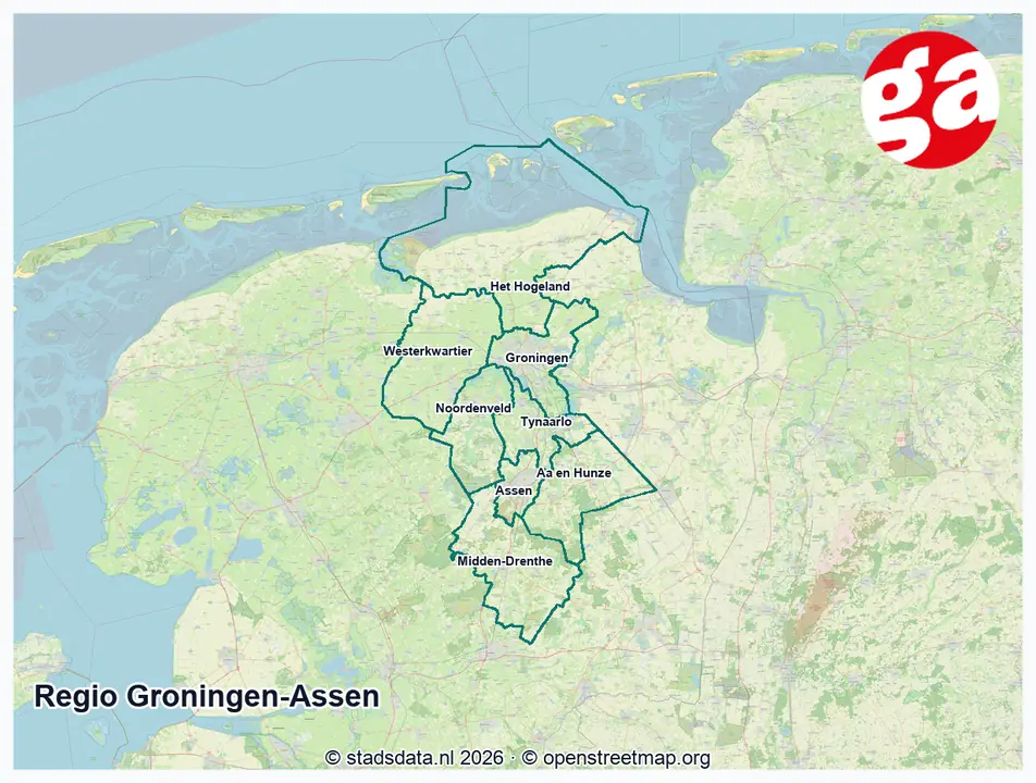 Kaart Regio Groningen-Assen